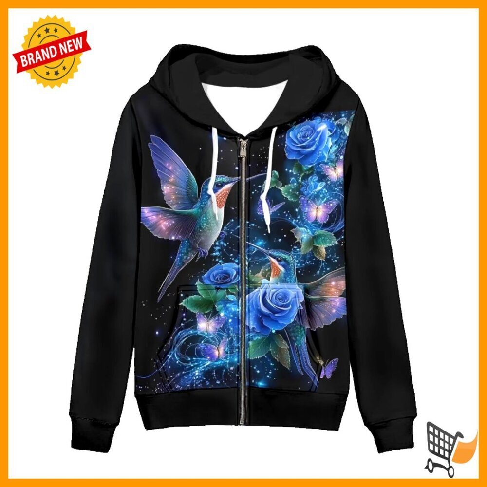 Zip Up Hooded Sweatshirt Oversized Loose Fit Casual Polyester Spandex Y2K